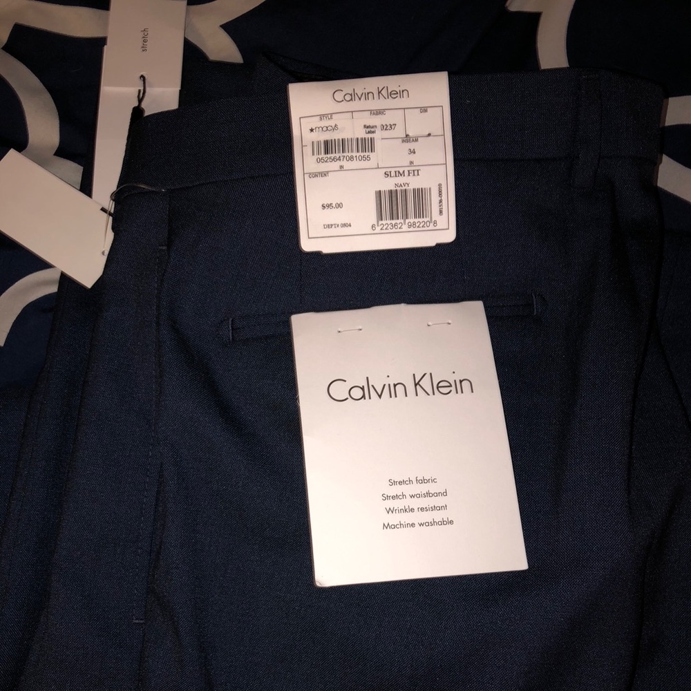 Calvin Klein navy pants, slim fit